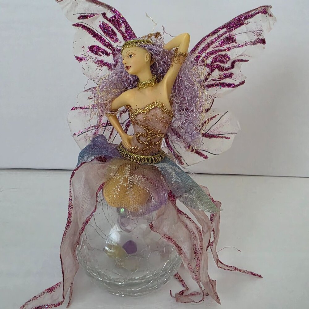 Popular Creations 7" Fairy Pink Ornament Crackle Glass Ball